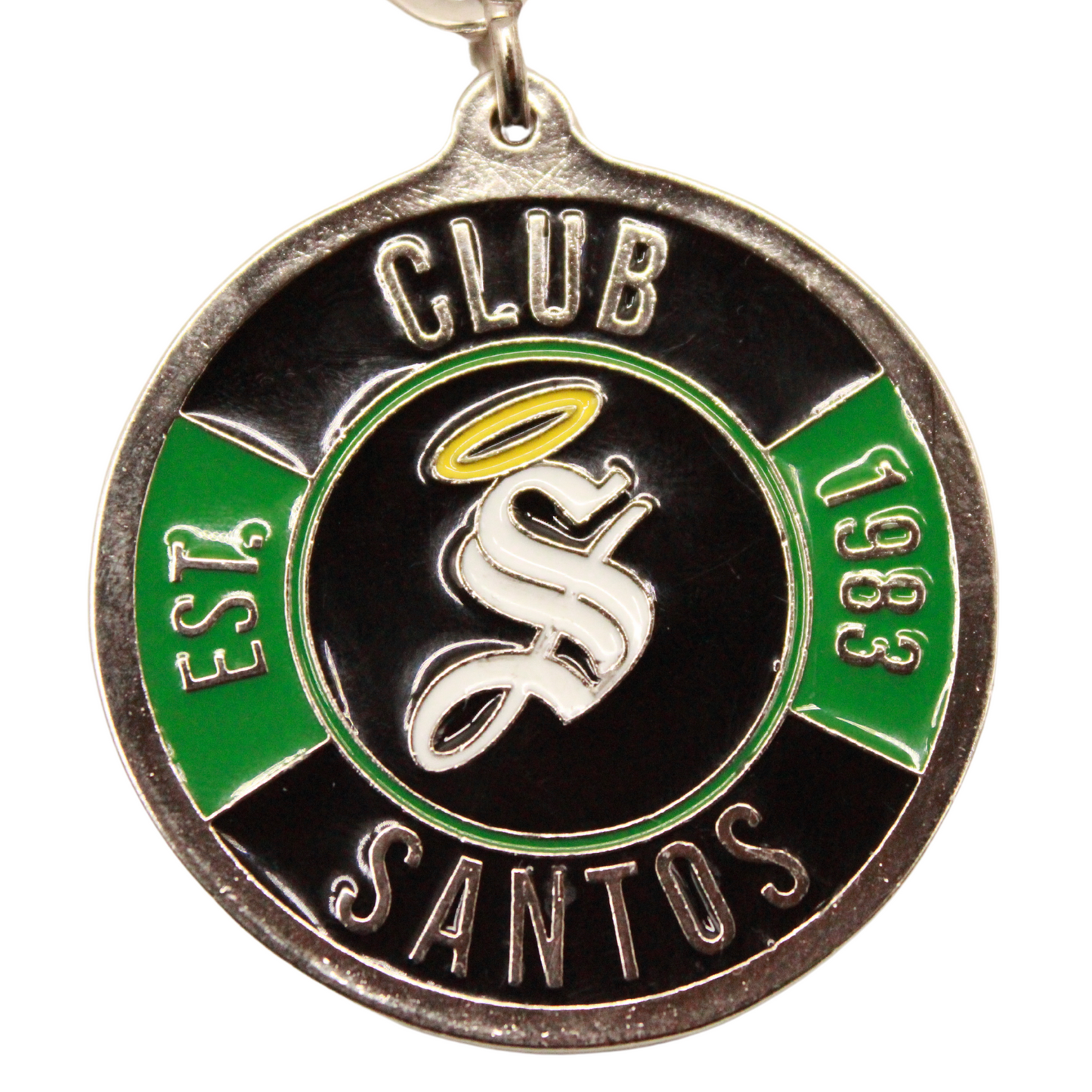 ROUND "S" GREEN AND BLACK CLUB SANTOS LAGUNA KEYCHAIN