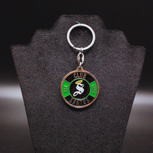 ROUND "S" GREEN AND BLACK CLUB SANTOS LAGUNA KEYCHAIN