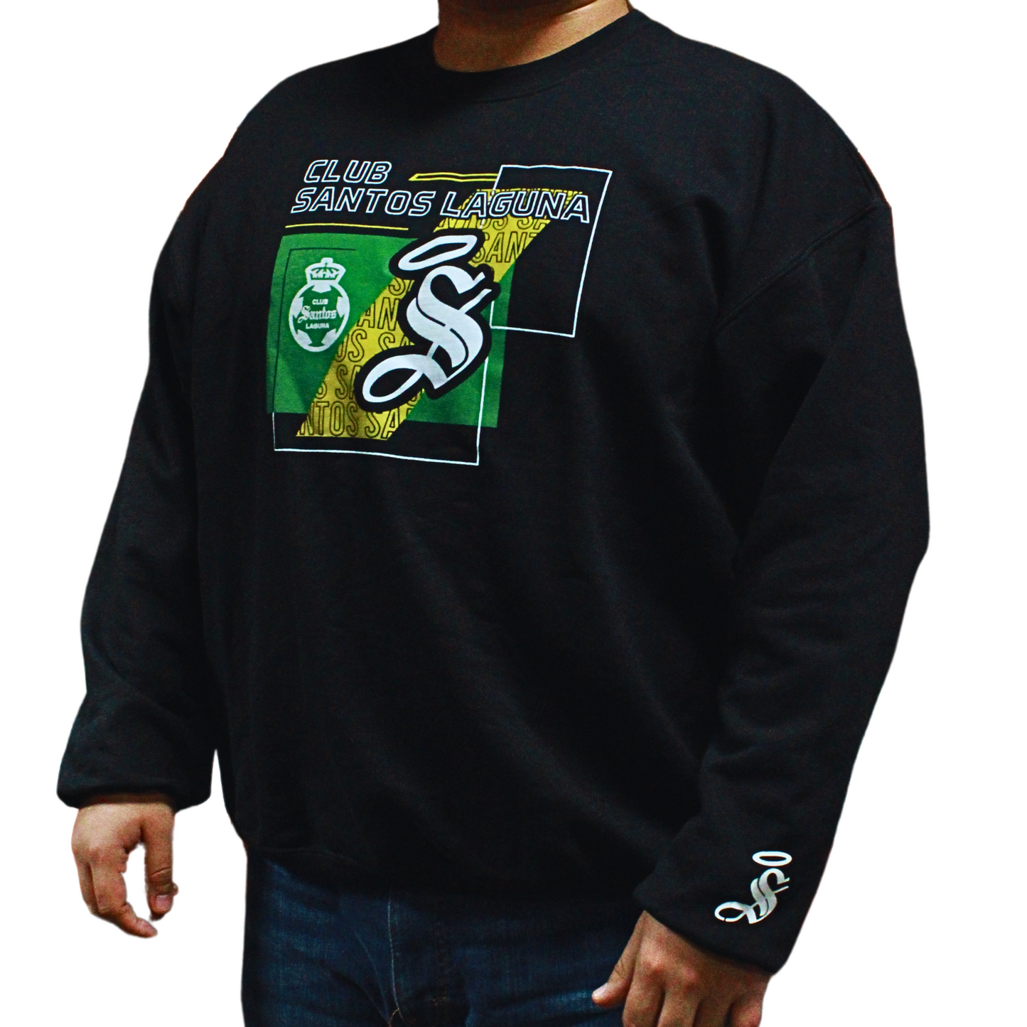 CREWNECK CLUB SANTOS LAGUNA LOGO AND S BLACK