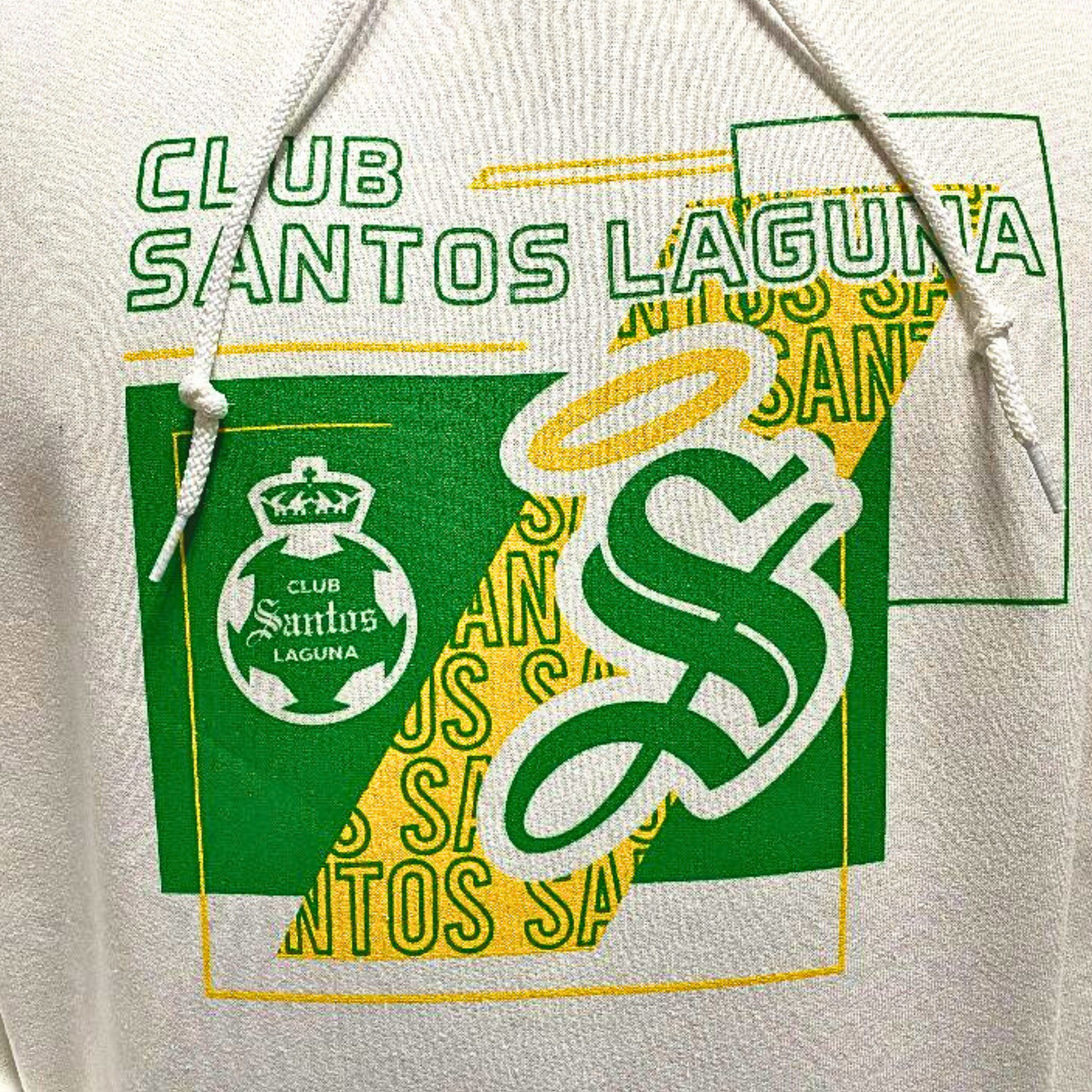 HOODIE CLUB SANTOS LAGUNA LOGO AND S WHITE