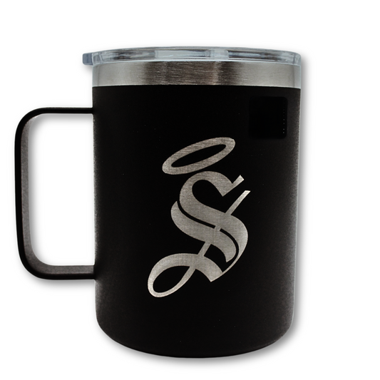 SANTOS MUG WITH LID WITH ENGRAVED "S" LOGO