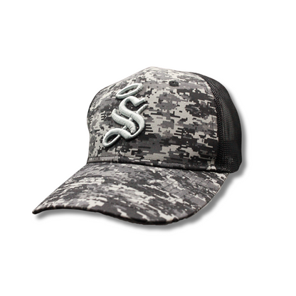 "S" SANTOS CAMOUFLAGE CAP IN GREY